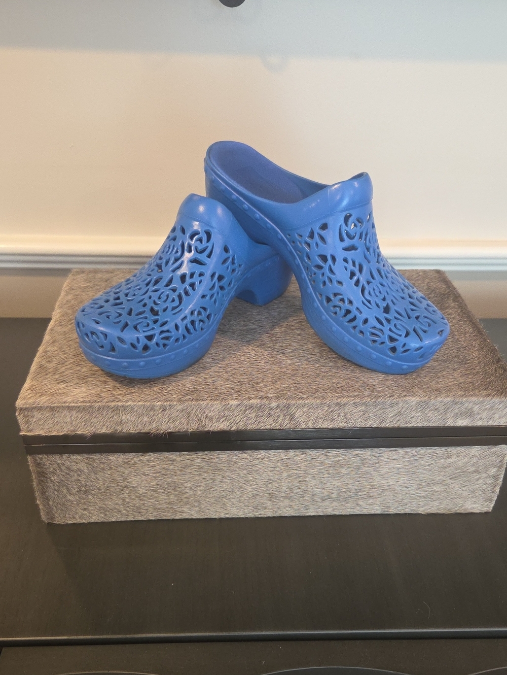 Dansko Perforated Clogs in Vibrant Blue